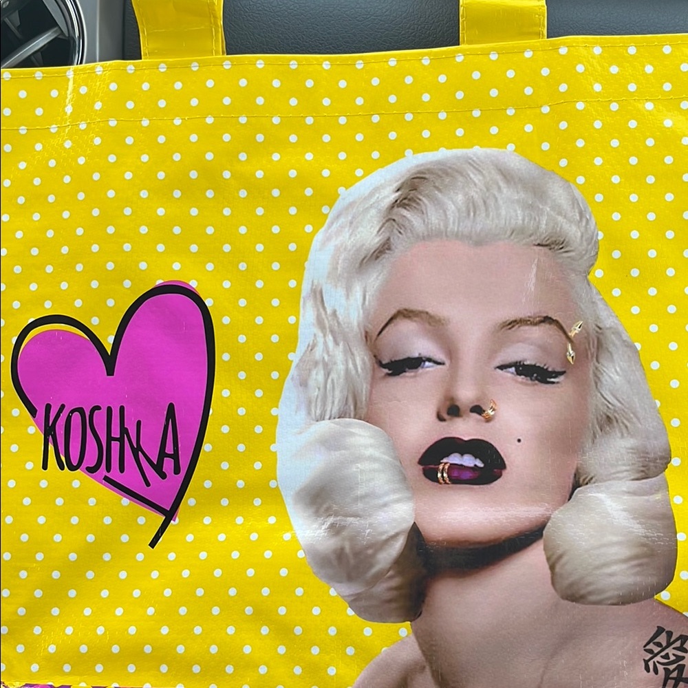 Yellow Tote Bag with Iconic Print
